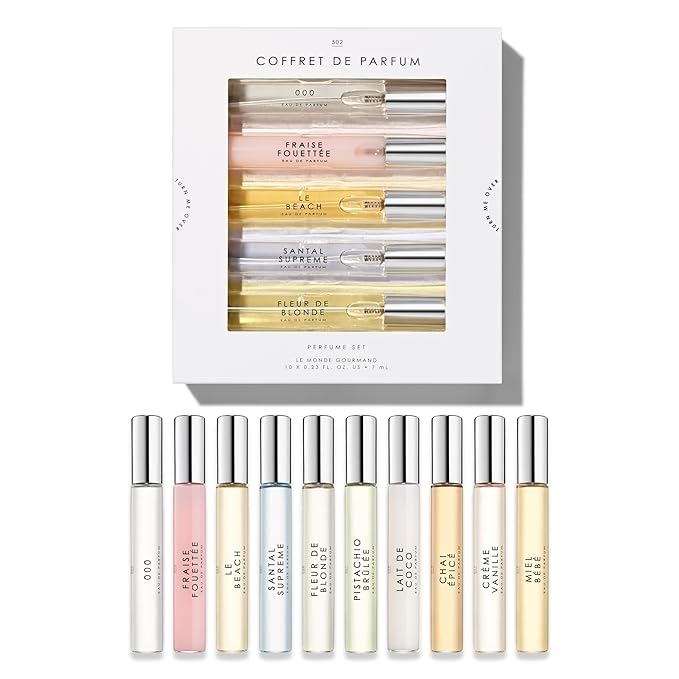 Le Monde Gourmand Coffret de Parfum 2 Box Set - 10 Mini Eau de Parfum Purse Sprays - Travel Perfume Sampler Discovery Gift Set for Woman, Vegan & Cruelty-Free