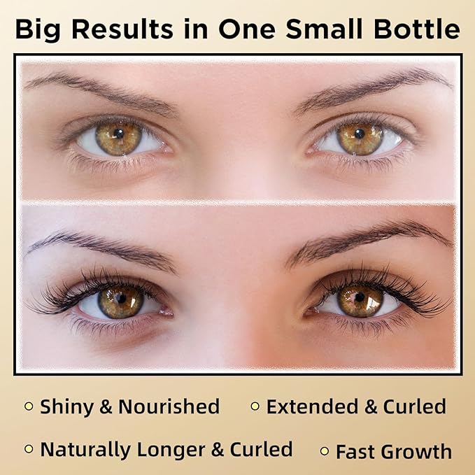 Eyelash & Eyebrow Growth Serum – 15 Plant Extracts for Longer, Denser & Fuller Lashes & Brows, Boosts Natural Hair Development,eyelash serum,Hypoallergenic Oil-Free,lash growth serum (Glossy Black)