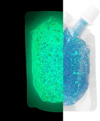 MEICOLY Glow in The Dark Body Face Glitter Gel,Luminous Halloween Sequins Chunky Glitter, Self-Adhesive Neon UV Blacklight Glitter for Body Face Hair Festival Sparkling Body Glitter for Women,Blue