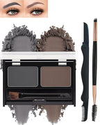 Eyebrow Powder Makeup Kit for Women,2 Colors Eye Brow Powder Waterproof Tinting Palette Long-Lasting,Grey Dark Brown Brow Fill&Sculpt Natural Eyebrow Contour for Sparse Brow with Brow Brush &Razor-04