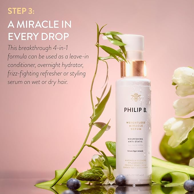 PHILIP B. Weightless Volumizing Miracle Kit ($205 Value) - Limited Edition Set Includes Shampoo, Conditioner and Weightless Miracle Serum + Bonus Detangling Comb