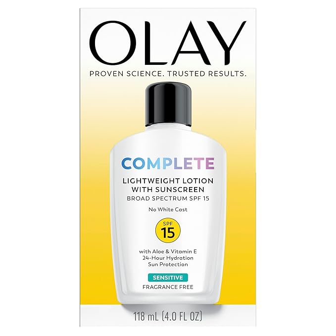Olay Face Moisturizer, Complete All Day Moisturizer With Sunscreen Broad Spectrum SPF 15 - Sensitive, 4 fl. Oz, 1 unit