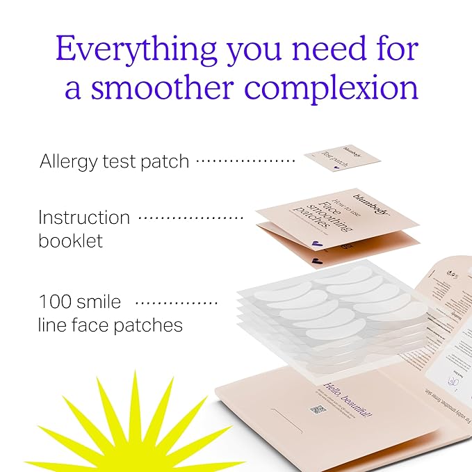 BLUMBODY Smile Line Patches – Face Wrinkle Patches for Fine Lines Around Mouth, between Eyes – Non-Silicone Anti-Wrinkle Facial Tape – Comfortable Overnight Use (90-Day Supply)