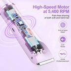 2025 New Bikini Trimmer for Women, 2 in 1 Dual Head Body Bikini Shaver, Ultra Low Silent, Painless & Cordless Hair Removal for Body , IPX7 Waterproof & Easy Cleaning for Shower & Travel (Purple)