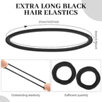 Dingion 80 Count Extra Long Hair Tie for Thick and Curly Hair Elastic Ponytail Holders for Women No Metal Bands Accessories(Black)