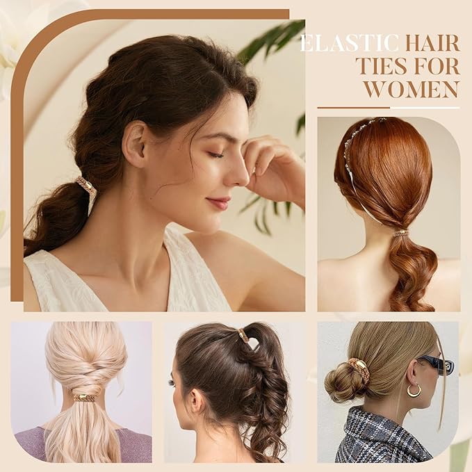 Hair Ties No Damage - 10PCS Ponytail Holders - Elastic Hair Ties for Thick Hair - Braided Hair Bands for Women Girls's Hair - Khaki