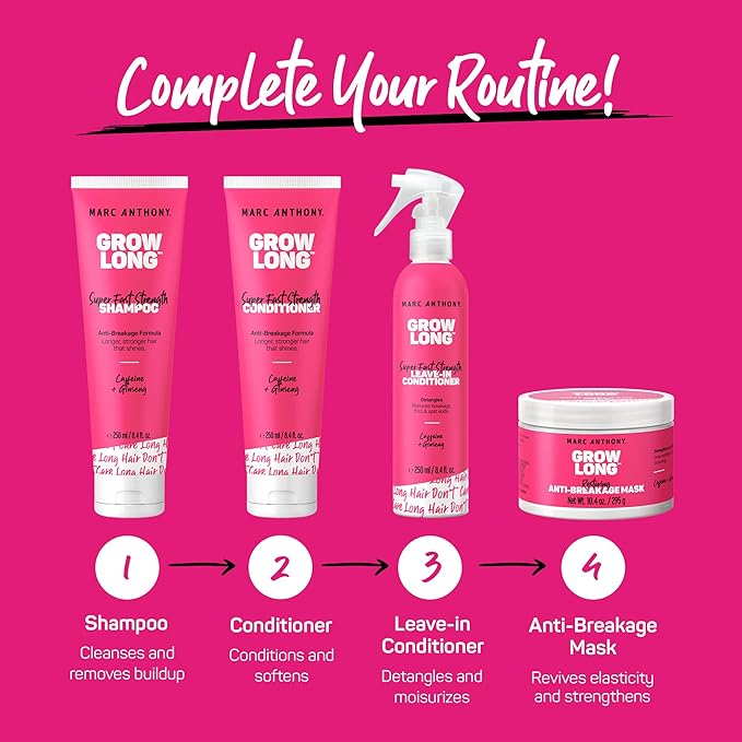 Marc Anthony Strengthening Biotin Shampoo, Grow Long Anti-Frizz, Anti-Breakage & Nourishing Formula For Split Ends - Vitamin E, Caffeine & Ginseng for Dry & Damaged Hair (Pack of 2)