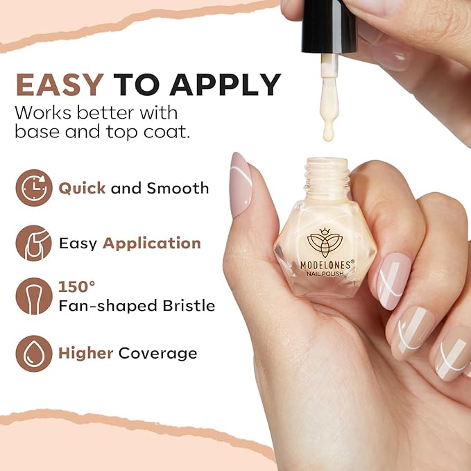 modelones Fall Nail Polish Set, 6 Colors Nude Brown Orange Metallic Bronze Quick Dry Mini Nail Lacquer Kit Shimmer Nail Art DIY Home Salon Manicure Gifts for Women Girls