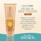 Body Drench Quick Tan Self Tanner Body Lotion – Sunless Tanning Lotion for Women, Natural-Looking Self Tan, Dark, 8 fl oz