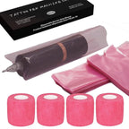 200 Pink Tattoo Pen Covers 4 Grip Tapes Large Tattoo Machine Covers Tape Wrap Supplies