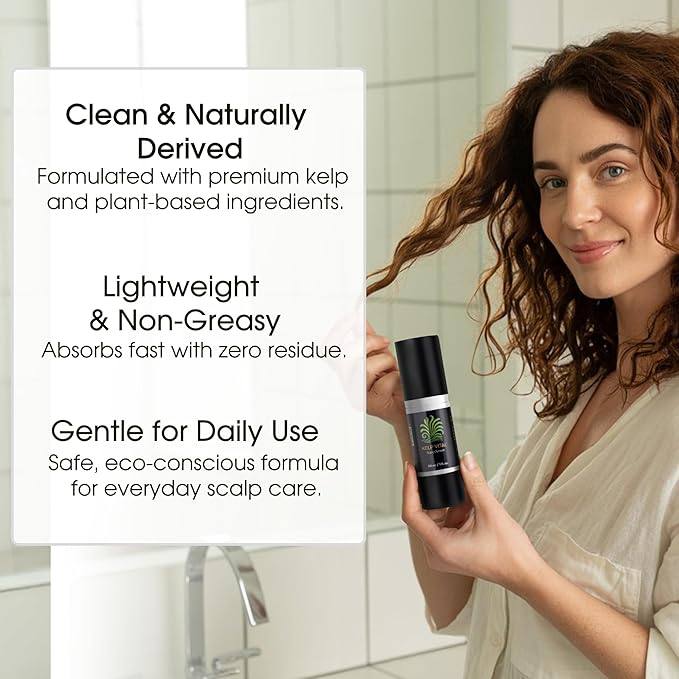 Kelp Vital Scalp Serum for Thinning Hair, Daily Plant-Based Scalp Care with Gagome & Rishiri Kelp, Unscented, Alcohol-Free, Non-Greasy, for Women & Men, 30 mL Airless Pump