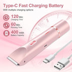 2025 New Bikini Trimmer for Women, 2 in 1 Dual Head Body Bikini Shaver, Ultra Low Silent, Painless & Cordless Hair Removal for Body , IPX7 Waterproof & Easy Cleaning for Shower & Travel (Pink)