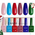 CANNI 6Pcs 9ml Gel Nail Polish Set- Pink Blue Red Deep Emerald Green Light Blue Gel Polish Kit Colors DIY at Home Salon Christmas New Year's Gifts for Girls