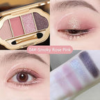 Nude Eyeshadow Palette 4 Colors, Smoky Pink Rose Matte Shimmer Eye Shadow Quad, Soft Pink Neutral Shades, High Pigment Long-Lasting Blendable Formula, Perfect for Romantic Daily Looks, 4#