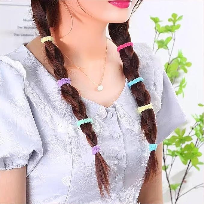 500 PCS Multicolor Cotton Hair Ties, Small Seamless Kids Hair Ties – Soft No-Crease Baby Hair Elastics for Girls, Kids & Toddlers, Gentle Ponytail Holders for Thin & Thick Hair. (Fluorescent Color)