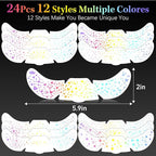 24pcs Glitter Freckles Makeup Patches-Holographic-Face Glitter Speckles, Sparkle Speckles Patches for Women, Glitter Face Freckles Tattoo, Cute Sparkling Fake Freckles,Party Festival Decorations