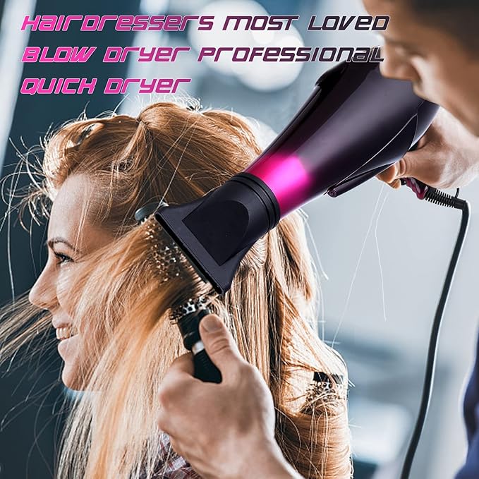 Hair Dryer Professional Blow Dryer Negative Ions 3500W Powerful Fast Drying Low Noise Long Cord Quick Dryer with Nozzle and Diffuser Hair Blow Dryer with 2 Speed and 3 Heat Settings (Purple-2)