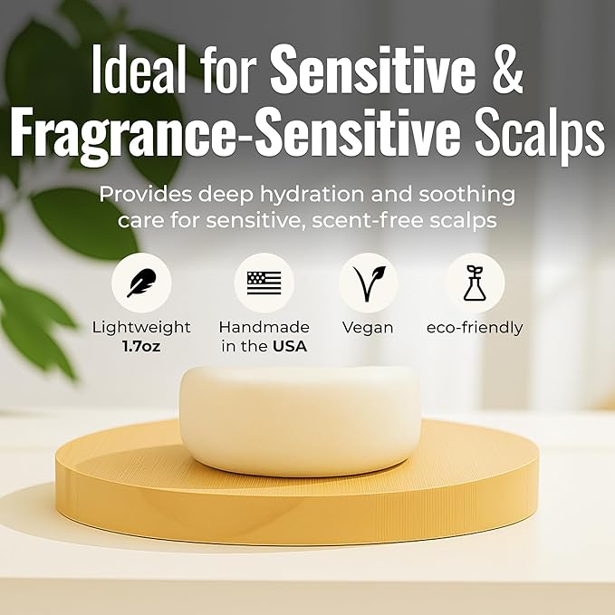 Simply Unscented Conditioner Bar, Vegan Solid Hair Conditioner for Sensitive Scalps & Fragrance-Free Care, Zero Waste, Travel-Friendly