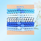 Hair Ties No Damage - 10PCS Ponytail Holders - Elastic Hair Ties for Thick Hair - Braided Hair Bands for Women Girls's Hair (21.Blue Sky2)