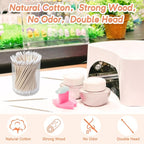 200 Dual-Tip Microblading Cotton Swabs for Nails - Precision Mini Pointed Tips Clean Up Tool for Nail Polish Makeup Beauty, Fine Micro Buds Professional Manicure Pedicure