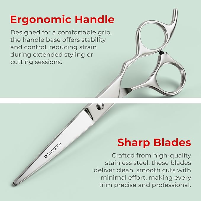 Suvorna Professional Hair Cutting Scissors - 6" Stainless Steel Barber Shears for Hair Cutting and Trimming - Razor Sharp Haircut Scissors for Hairdressers & Barbers - Hair Shears for Women and Men