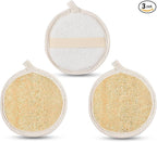 3 Pack Natural Loofah Face Scrubber, Women Facial Pad, Loofa Face Exfoliator Scrubber, Exfoliating Loofah Sponges for Shower Face