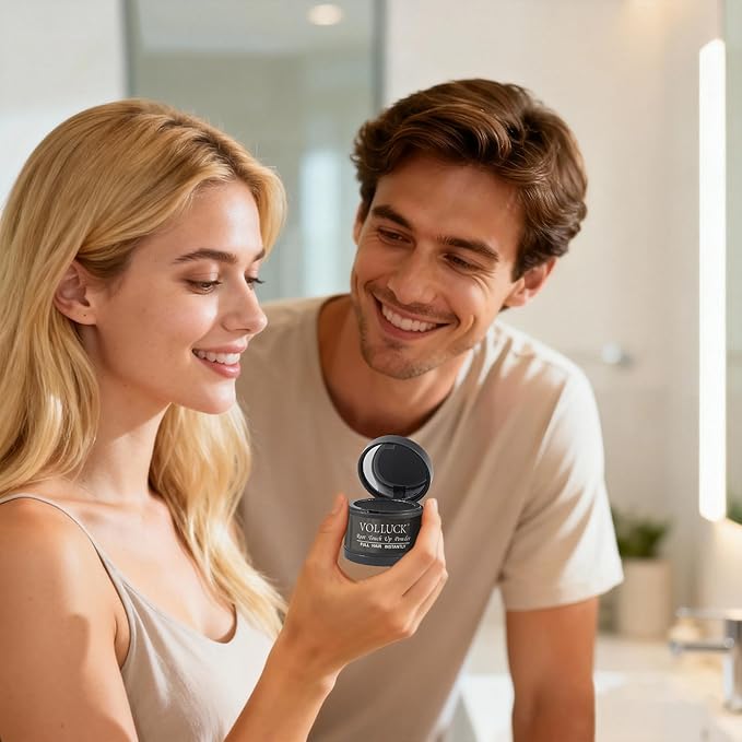 VOLLUCK Root Touch up Powder, Instant Hairline Powder for Thinning Areas and Gray Hair Coverage, Natural and Non-greasy Root Cover up for Women and Men (Dark Blonde, 0.35 Ounce)