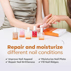 modelones Nail Strengthener and Growth Glitter Dark Brown Nail Polish Nail Repair for Damaged Nails Hardener Extra Strong and Growth Nail Care Gifts for Women Nail Ridge Filler 15ml