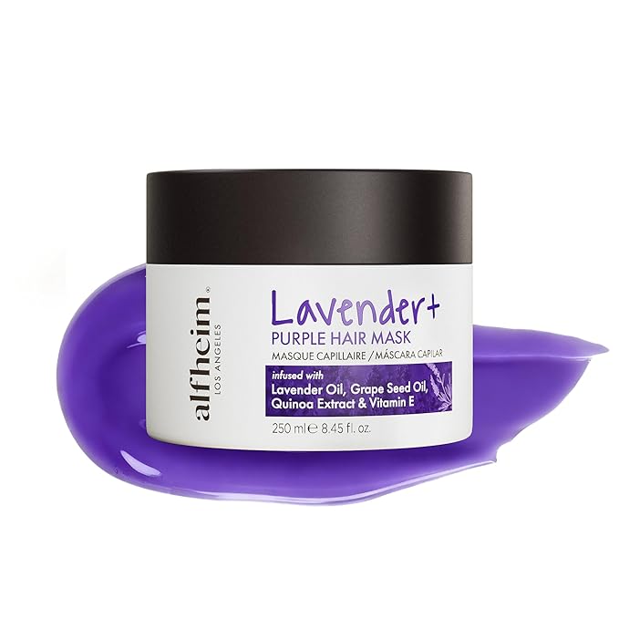 ALFHEIM Lavender+ Purple Hair Mask for Blonde, Silver & Color-Treated Hair – Deep Repair & Tone Correction – Restores Softness & Shine – with Quinoa Extract & Vitamin E – 8.45 oz / 250 ml