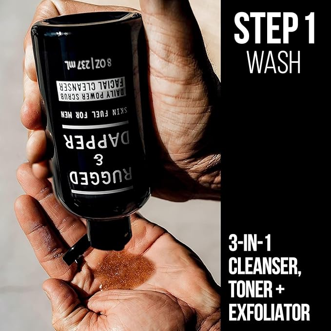 RUGGED & DAPPER Daily Duo Skincare Set for Men | Includes Age + Damage Defense Moisturizer & Daily Power Scrub Face Wash