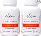 Elon R3 Extra Strength for Hair Growth - Supplements for Women to Grow Thicker, Fuller Hair, Advanced Formula with 5000 mcg Biotin Per Serving and Collagen, 60 Count (Pack of 2)