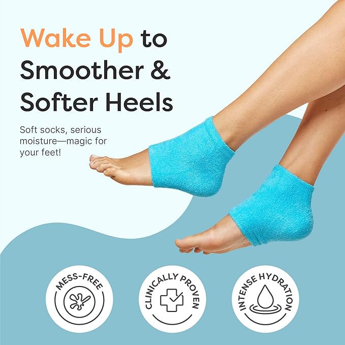 ZenToes Moisturizing Socks for Cracked Heel Treatment, Vitamin E, Olive Oil and Jojoba Oil Heel Socks, Stocking Stuffers for Women, Spa Self Care Gifts for Women (Fuzzy Blue, Regular)