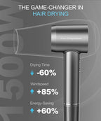 Cosy Companions Hair Dryer - Negative Ionic Blow Dryer with 150000 RPM High Speed Brushless Motor for Fast Drying, Low Noise, HD Display Hair Dryer with Diffuser and Nozzle, 5 Temps & 2 Speeds