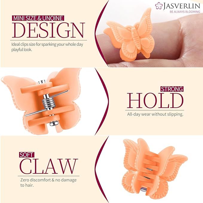 50 Pcs Mini Butterfly Hair Clips, 90s Cute Hair Accessories for Girls Kids Toddler, Tiny Small Y2k Claw Clip for Women Styling 8 Assorted Colors (Pastel Paradise)