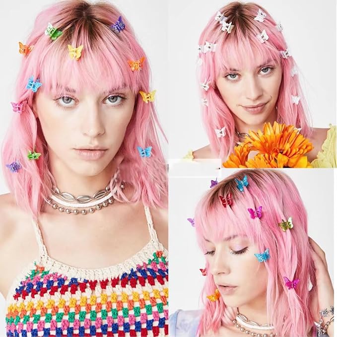 YANRONG Hair Accessories Set (1189PCS) - Candy Colors Eco-friendly Nylon Hair Ties, Disposable Rubber Bands, Hair Bands, and Hair Clips for Women and Girls - Pink