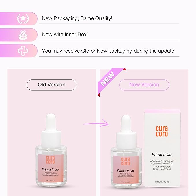 Curacoro Eyelash Extension Primer 15 ML - Increase Adhesive Bonding Power | Easily Removes Proteins and Oils/Oil Free/Longer Extension Retention (Prime It Up)