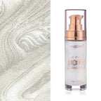 Body Shimmer Oil, Diamond Platinum Natural Glow Luminizer, Long Lasting Waterproof Moisturizing Liquid Illuminator Highlighter Makeup for a Sun-Kissed Glow, Brush Include, 1oz, Light Fair