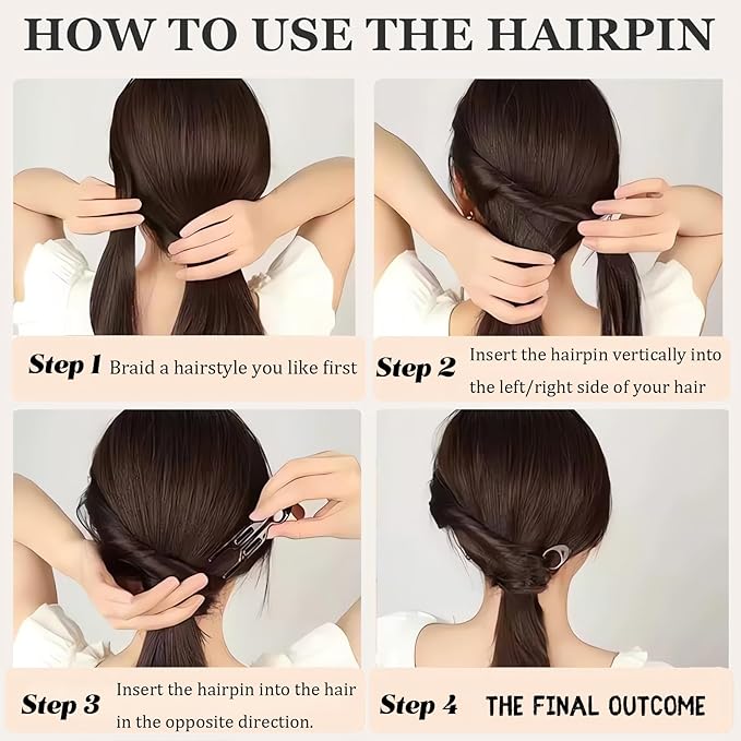 3PCS Prestige Hair Pin for Women, U-shaped Flat Clips, New French Hair Accessories HairPin, Strong Durable, Strong Hold Hair Fork for Women Buns, All Hair Styling Accessories Suitable (Medium 3.5in)