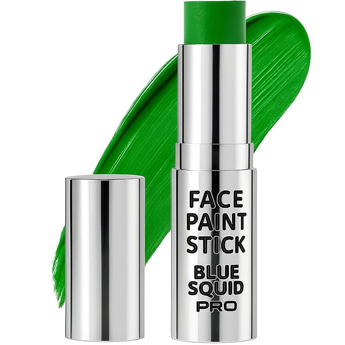 Blue Squid PRO Forest Green Face Paint Stick - Waterproof Body Paint for Adults & Kids Eye Black Baseball, Eyeblack Softball - Hypoallergenic Twist-Up Non-Toxic Makeup Stick for Cosplay, Sports, SFX