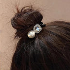 Silk Scrunchies Hair Ties 3Packs – Super Soft Thin Hair Scrunchies, Gentle on Hair, Faux Pearl & Crystal Decorated Hair Accessories for Women