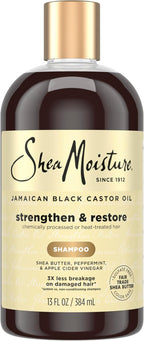 SheaMoisture Strengthen and Restore Shampoo Pure Jamaican Black Castor Oil for Damaged Hair To Cleanse and Nourish Hair 13 oz