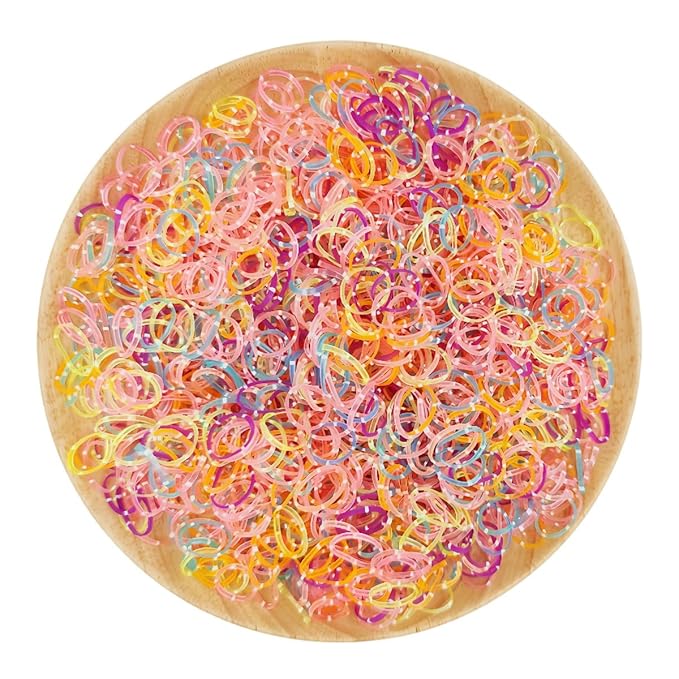 3200 Pcs Elastic Rubber Bands Small Hair Ties Hair Rubber Mini Hair Bands Hair Elastics Tiny Soft Holder Ponytails for Girls (Candy Color with dots)