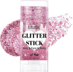 DAGEDA Pink Body Glitter Stick,Sparkly Face Glitter Makeup,Holographic Hair Glitters Mermaid Makeup Rave Outfits for Women, Shimmer Face Paint Stick Singer Concert Accessories