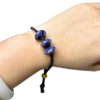 Elastic Hair Tie for Women Real Gemstone beads Ponytail Holders Hair Accessories hair elastic tie for Women Men (Blue Sodalite)