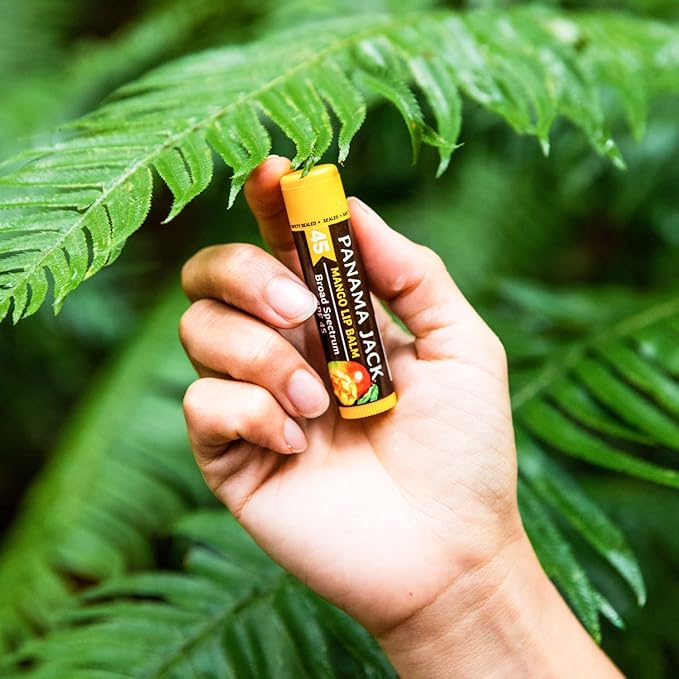Panama Jack Sunscreen Lip Balm - SPF 45, Broad Spectrum UVA-UVB Sunscreen Protection, Prevents & Soothes Dry, Chapped Lips, Mango, 12-pack