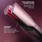 Shark FlexFusion Hair Straightener & Powerful Dryer with Diffuser, Fusion Hair Brush, Ceramic Air Styler with Auto-Wrap Curlers, Ceramic Plates, Cosmic Blush HD642S
