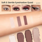 Noerrors Plum Light Burgundy Eyeshadow Quad Palette, Nude Beige Brown Taupe Mauve Natural Matte Eyeshadow for Older Women, Silky Fine Powder Lightweight Blendable Neutral Shimmer Eye Makeup Palette