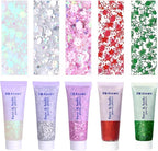 Face Body Glitter, Hair Glitter Sparkles Chunky Face Glitter Gel for Girls Makeup Singer Concerts Mermaid Festival Sequins Face Paint (White+Silver+Pink+Red+Green)