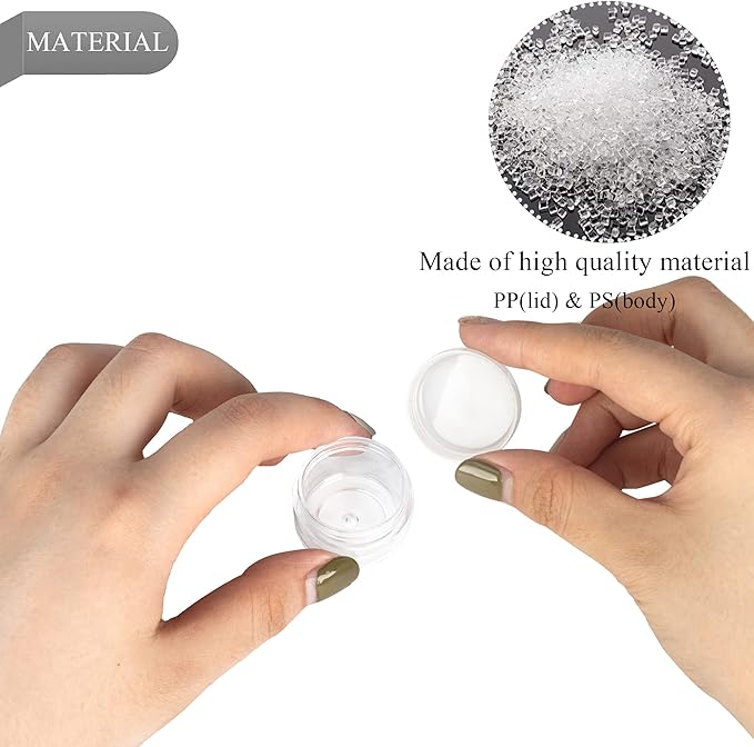 25PCS 5 Gram Sample Containers, 5ml Empty Jars with Lids, Small Cosmetic Containers, Mini Sample Jars with 2PCS Mini Spatulas for Make Up, Oils, Lotion, Powder, Paint, Jewelry, Lip Balms(Clear Lid)