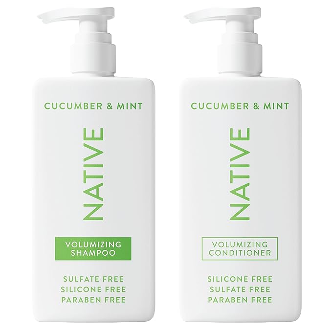 Native Shampoo and Conditioner Contain Naturally Derived Ingredients | All Hair Type Color & Treated From Fine to Dry Damaged, Sulfate & Dye Free - Cucumber & Mint, 16.5 fl oz each (2 pack)